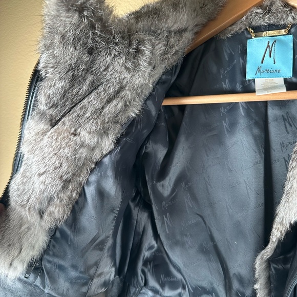 Marciano Leather Jacket with Rabbit Fur Collar - S/P - Picture 5 of 13